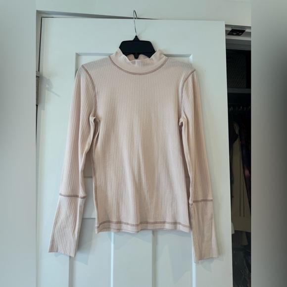 Intimately Free People Pink Turtleneck Long Sleeve Ribbed Top, Size Small - Picture 1 of 3